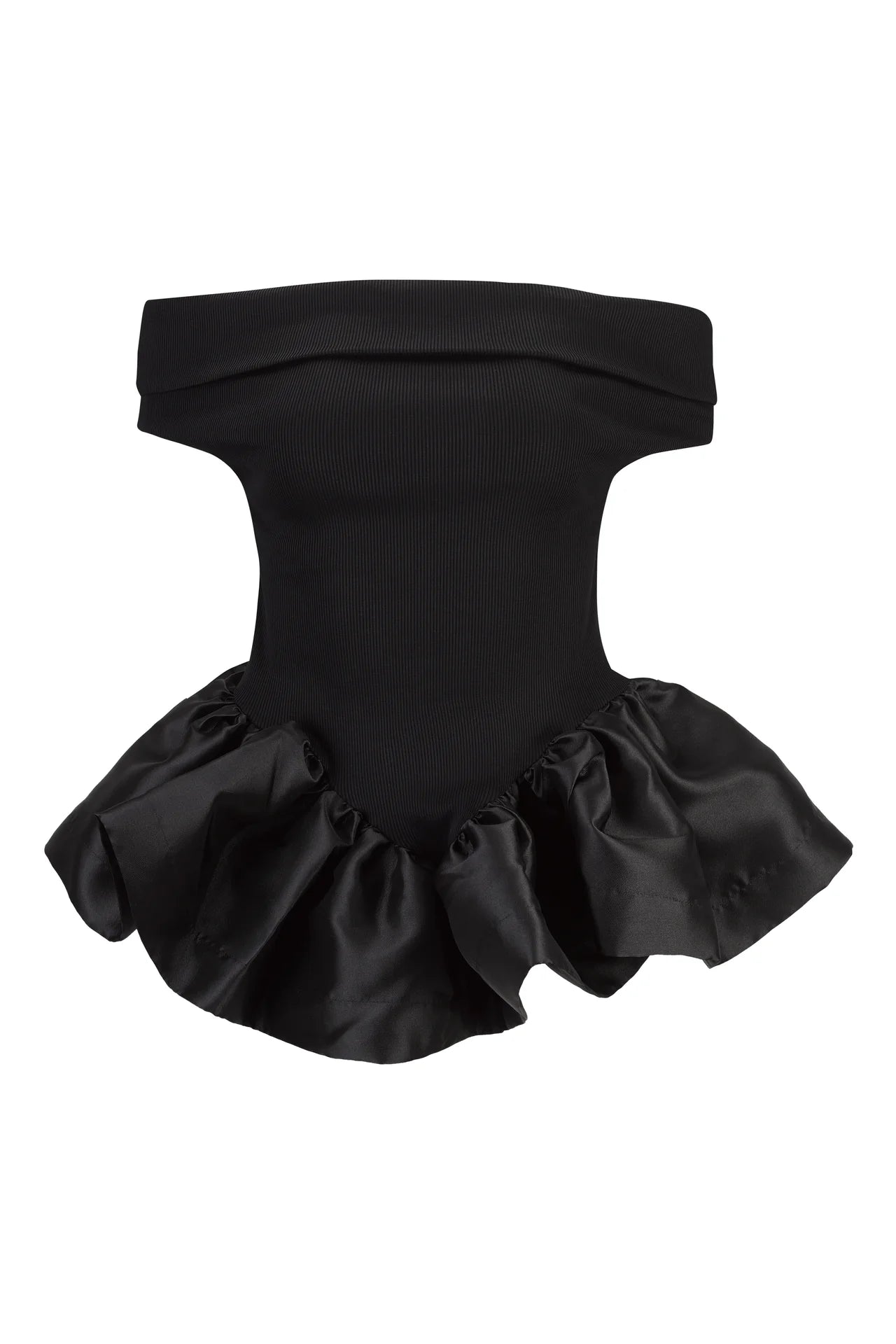 BLACK OFF SHOULDER TOP WITH PEPLUM