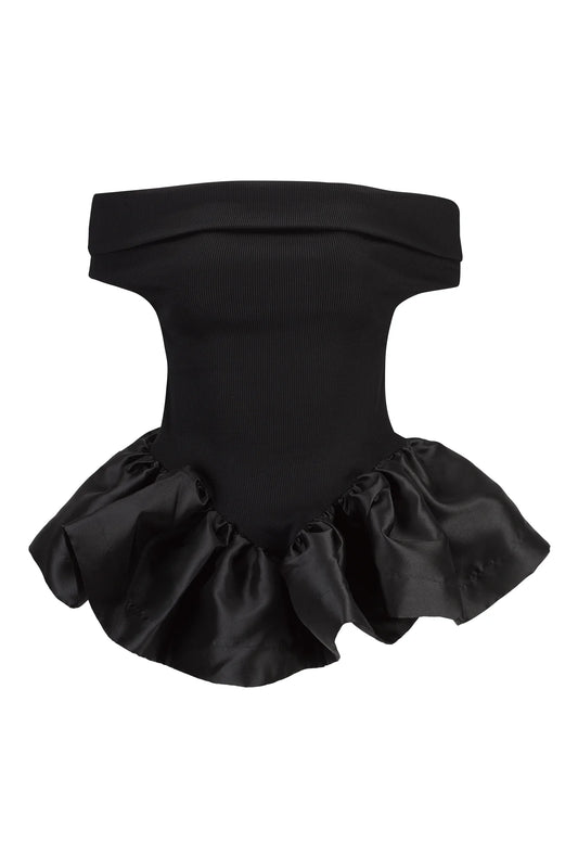 BLACK OFF SHOULDER TOP WITH PEPLUM