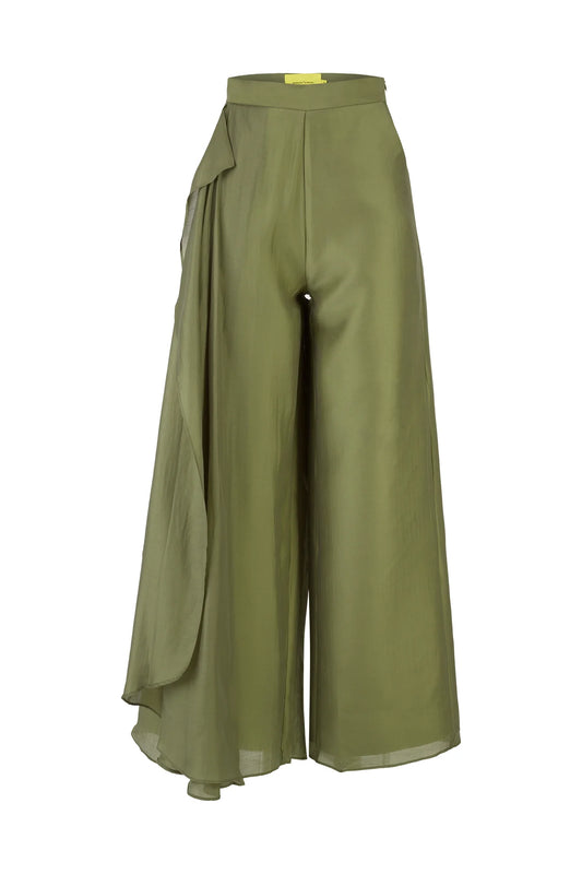 GREEN DOUBLE LAYERED BOYFRIEND TROUSERS
