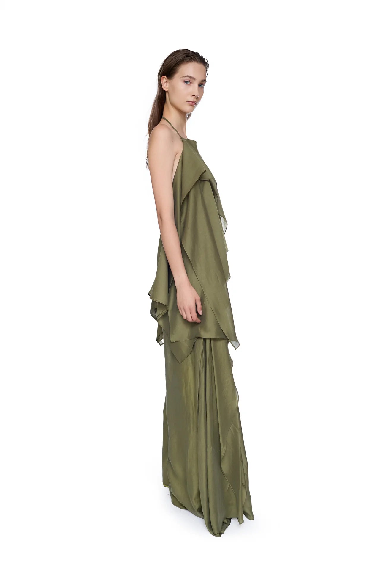 GREEN DOUBLE LAYERED BOYFRIEND TROUSERS