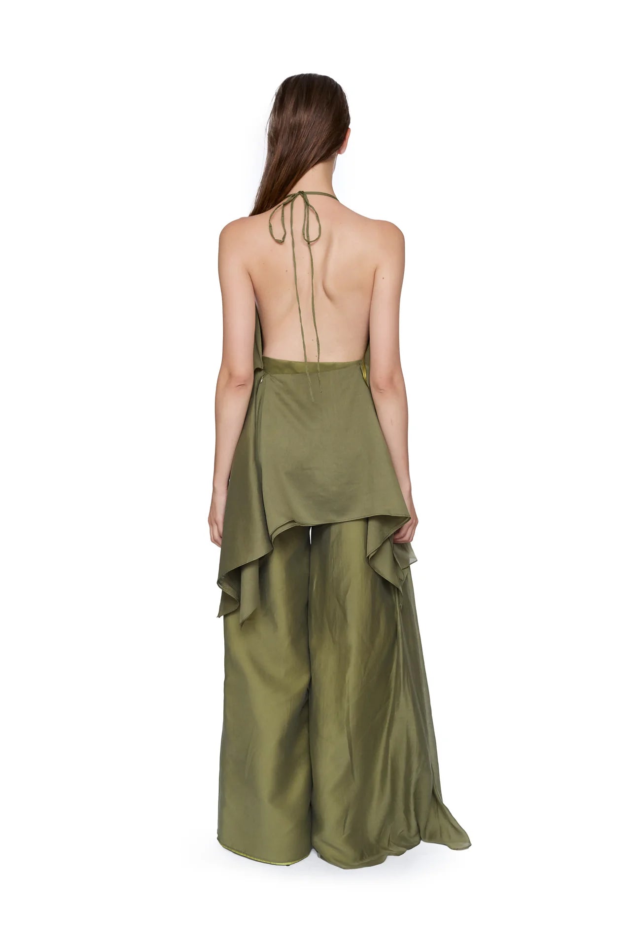 GREEN DOUBLE LAYERED BOYFRIEND TROUSERS