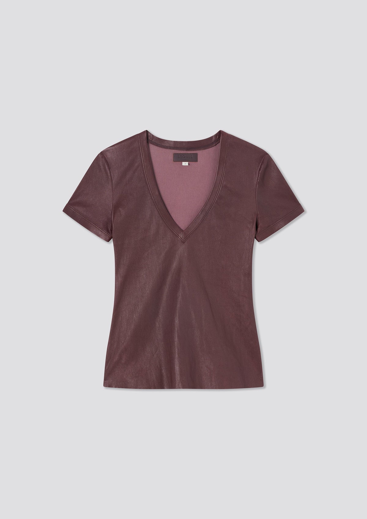 GIGI V NECK STRETCH LEATHER T SHIRT