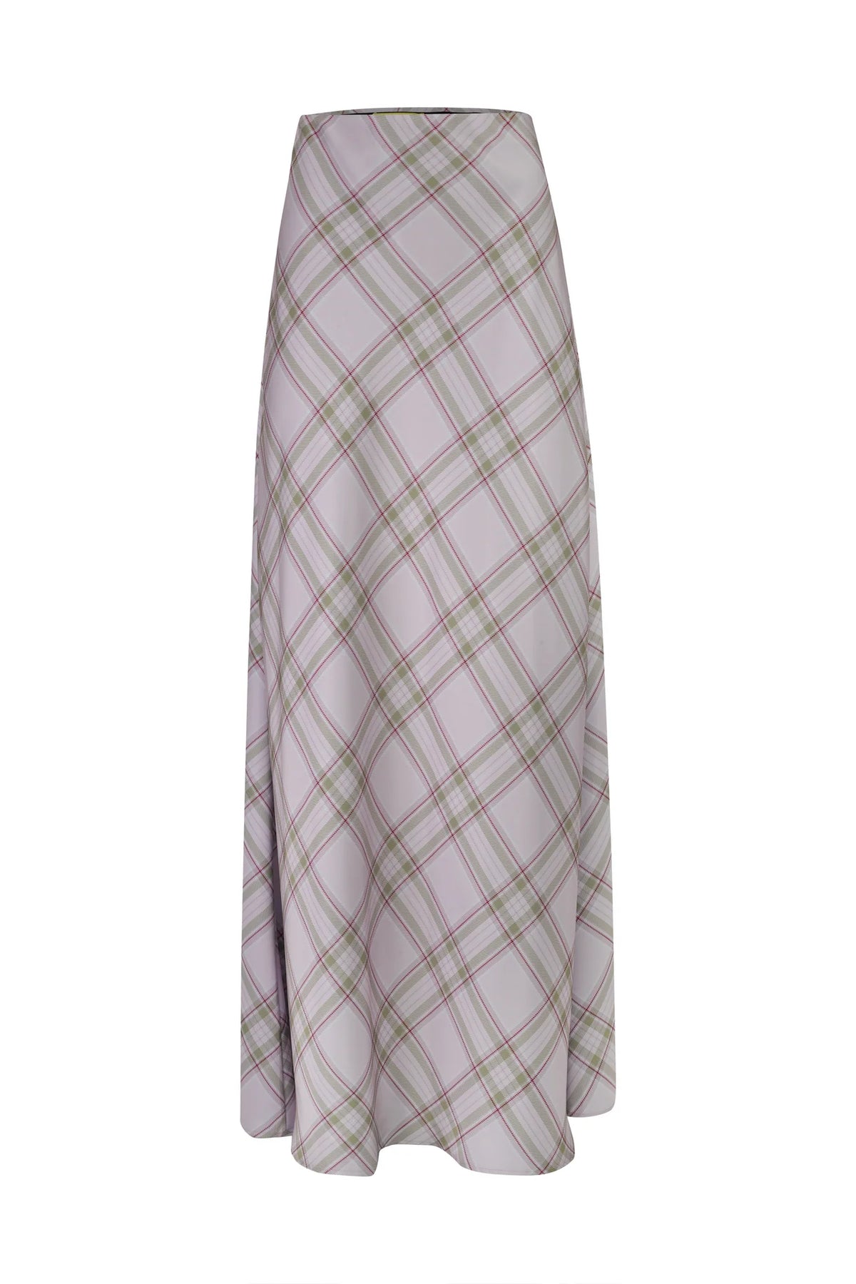 LILAC TARTAN SATIN LONG SKIRT