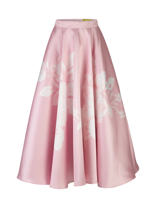 PINK PRINTED MIDI SKIRT