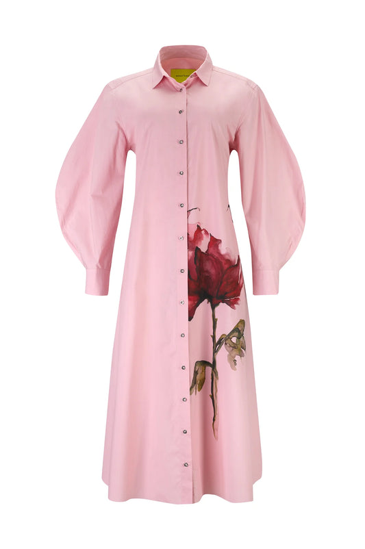 PINK WATERCOLOUR SHIRT DRESS