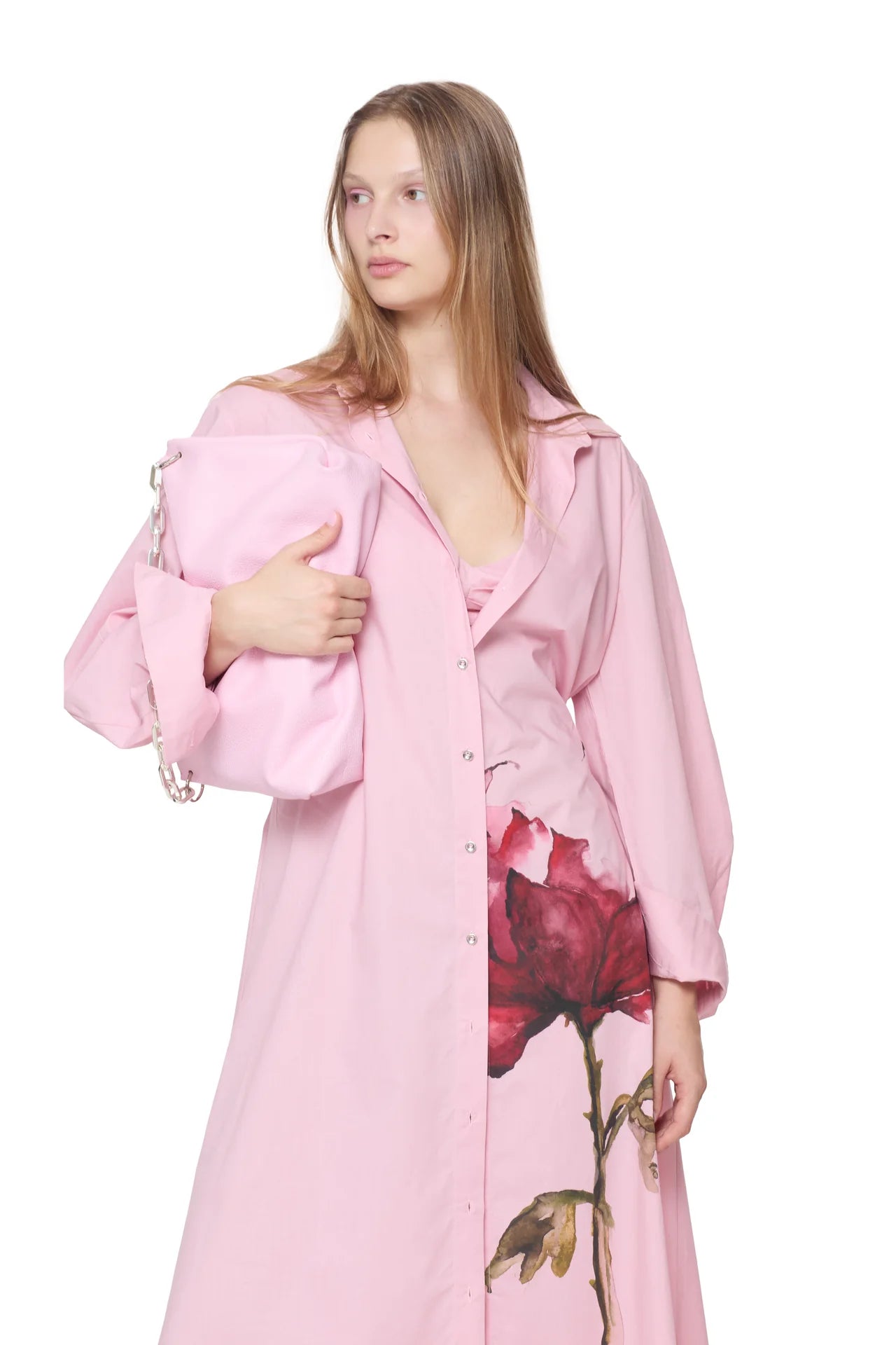 PINK WATERCOLOUR SHIRT DRESS