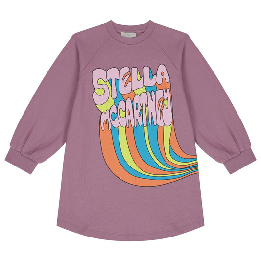 GIRLS PURLPLE LOGO DRESS