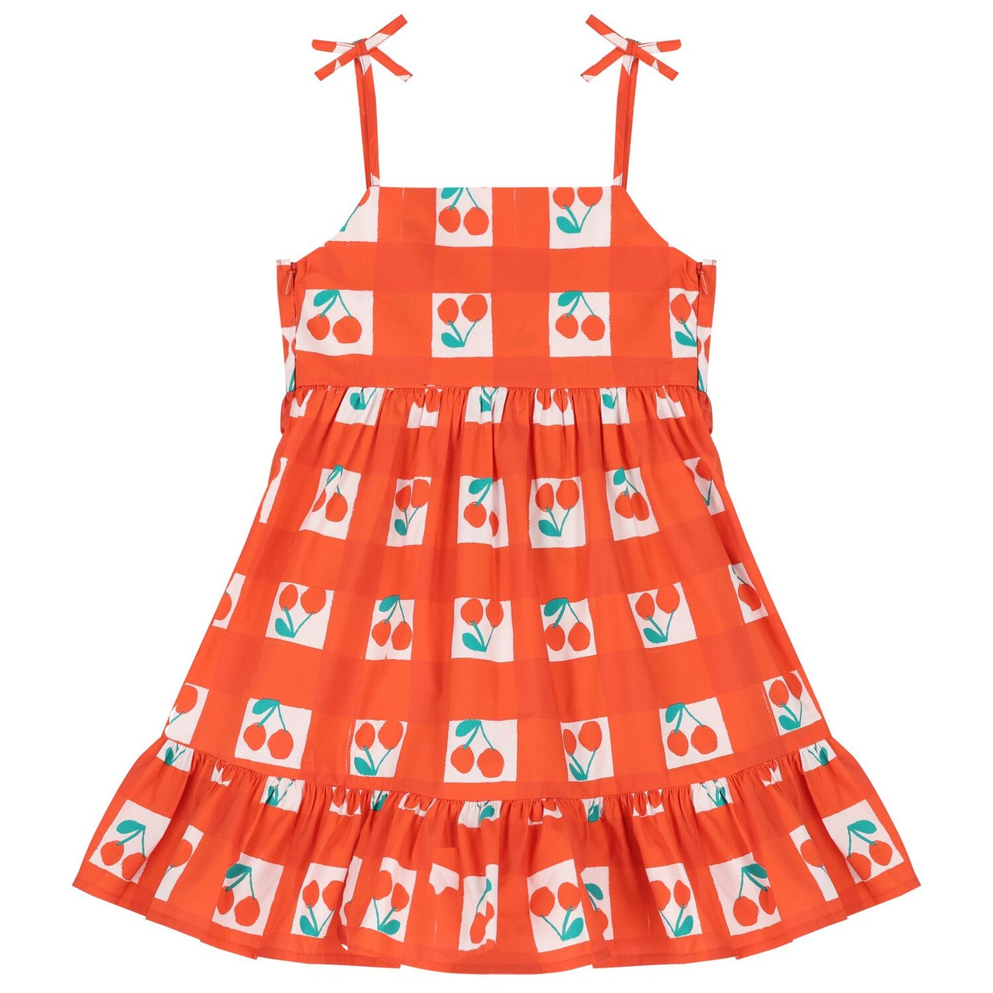 Girls White & Red Cherry Dress