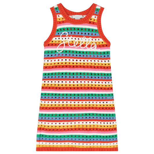 Red Striped Cotton Knitted Dress