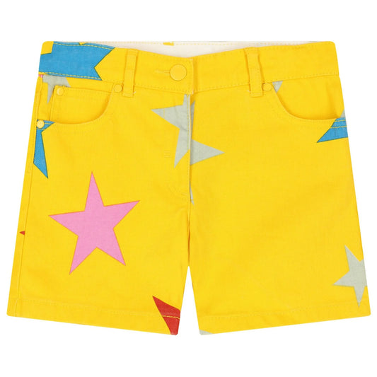 YELLOW DENIM SHORT WITH STARS