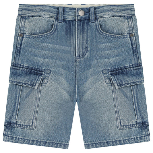 BLUE  DENIM CARGO SHORTS