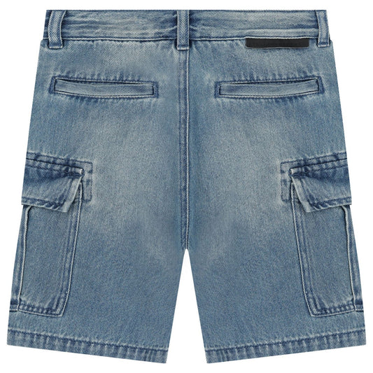 BLUE  DENIM CARGO SHORTS