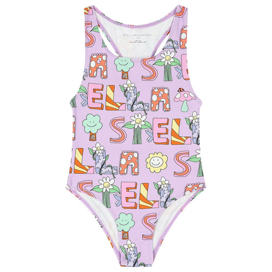 Purple Swimsuit logo print