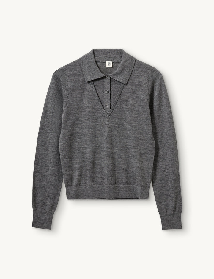 BERGEN  V POLO  GREY MELANGE