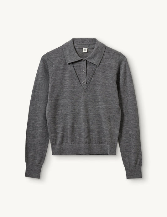 BERGEN  V POLO  GREY MELANGE