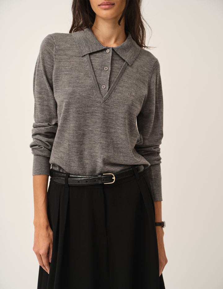 BERGEN  V POLO  GREY MELANGE