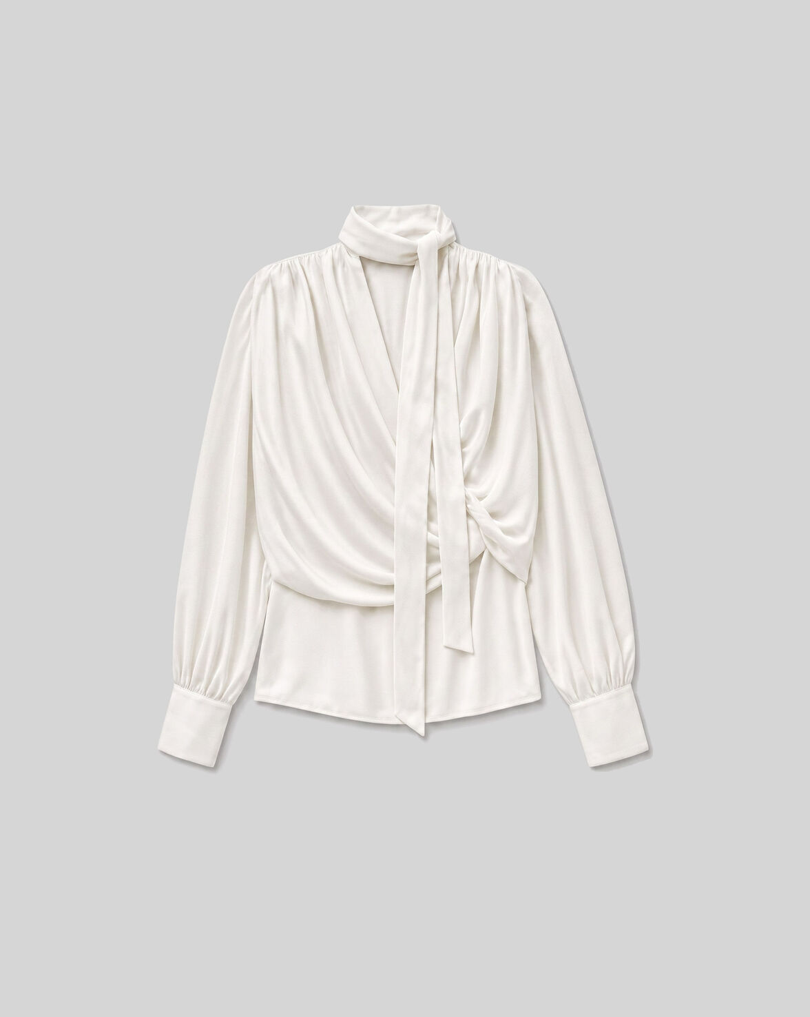 DRAPED BLOUSE WITH TIED COLLAR