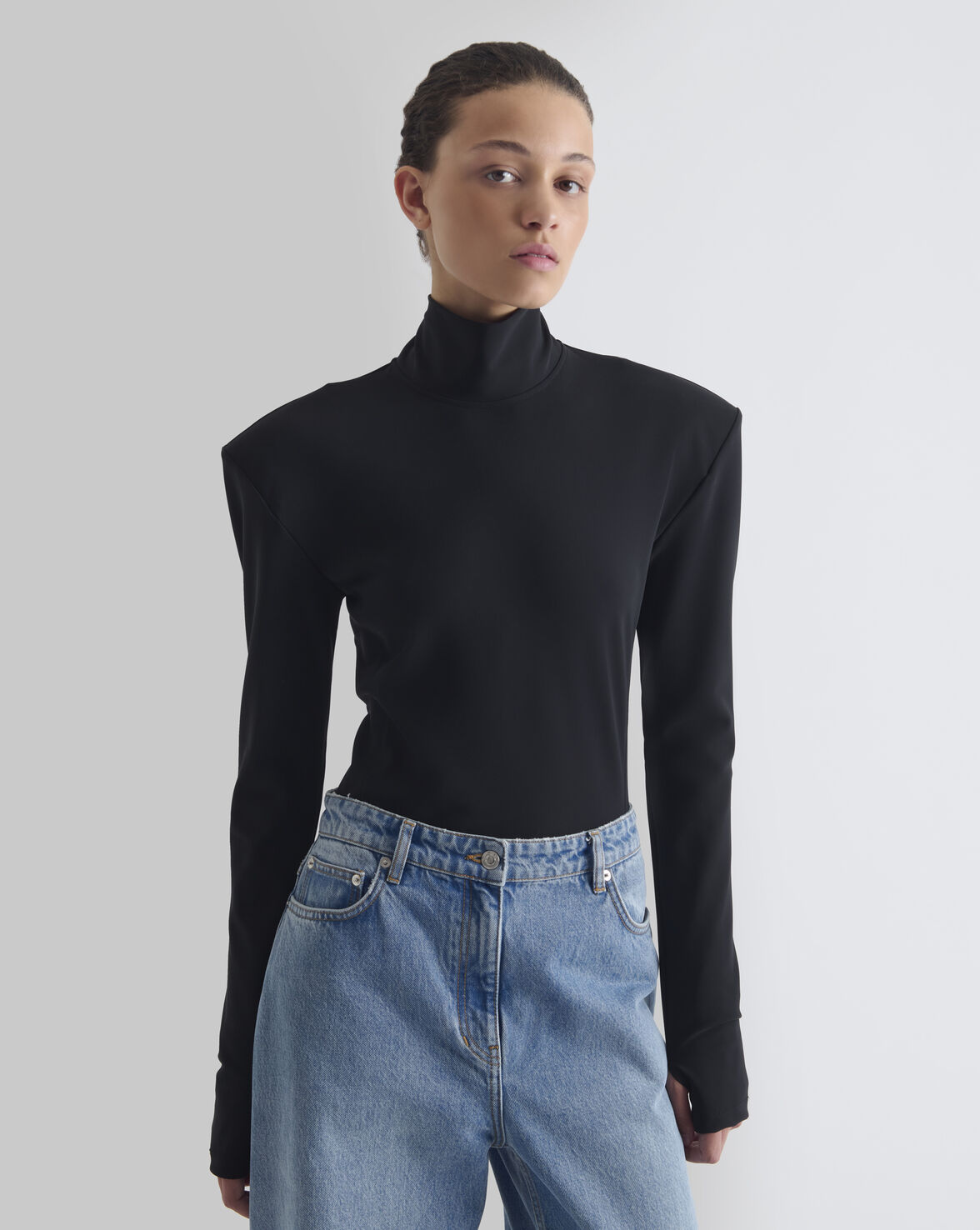 BLACK HIGH NECK BODY SUIT