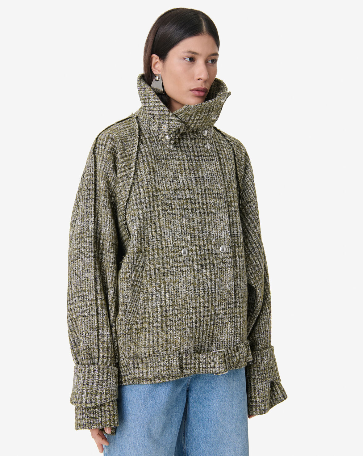 TWEED CROPPED TRENCH