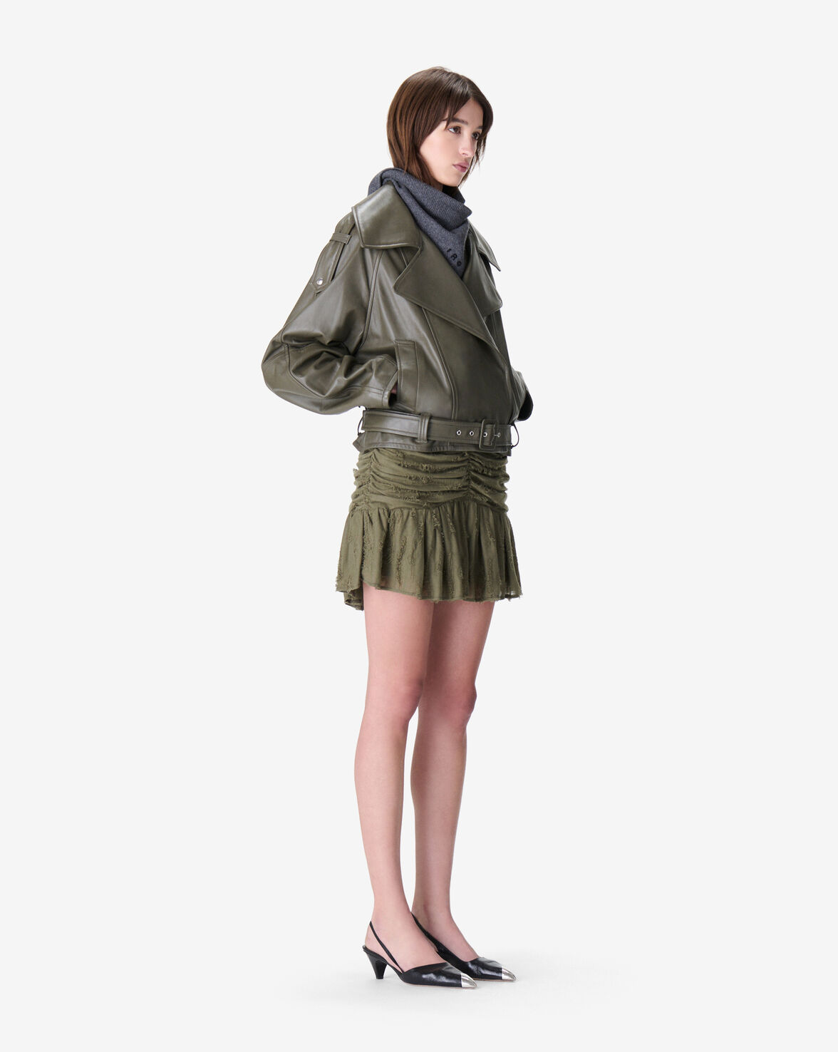 LEATHER BELTED JACKET