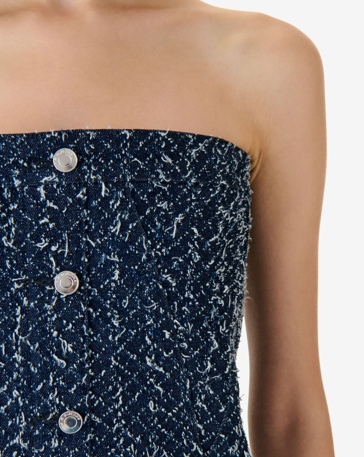 TEXTURED DENIM BUSTIER