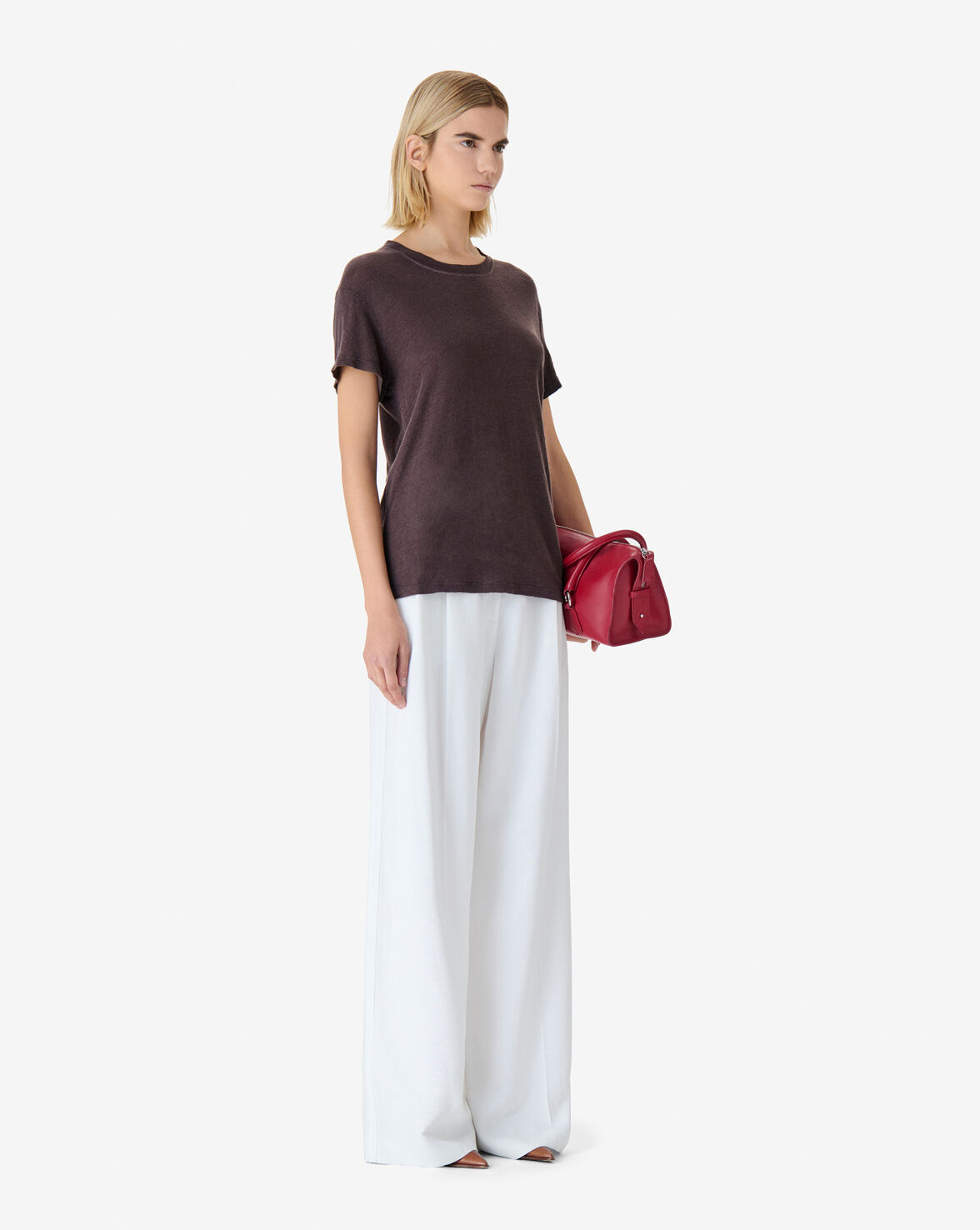 ROUND NECK LINEN T SHIRT