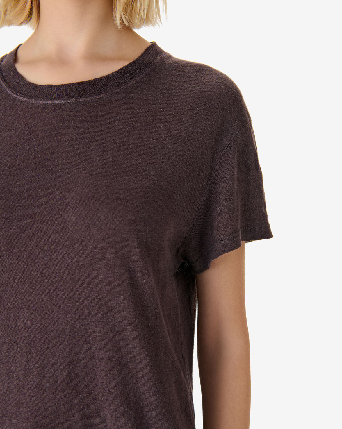 ROUND NECK LINEN T SHIRT