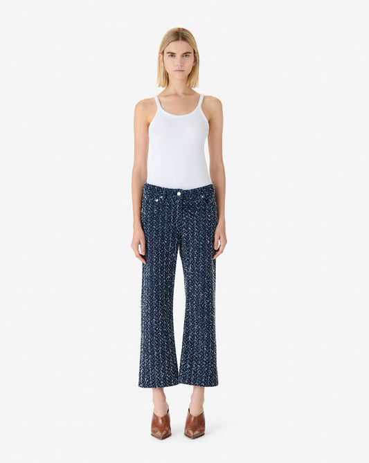 STRAIGHT LEG TEXTURED DENIM JEANS