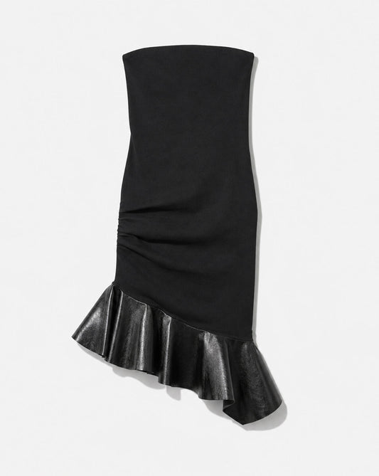 LEATHER RUFFLED FULL DRESS