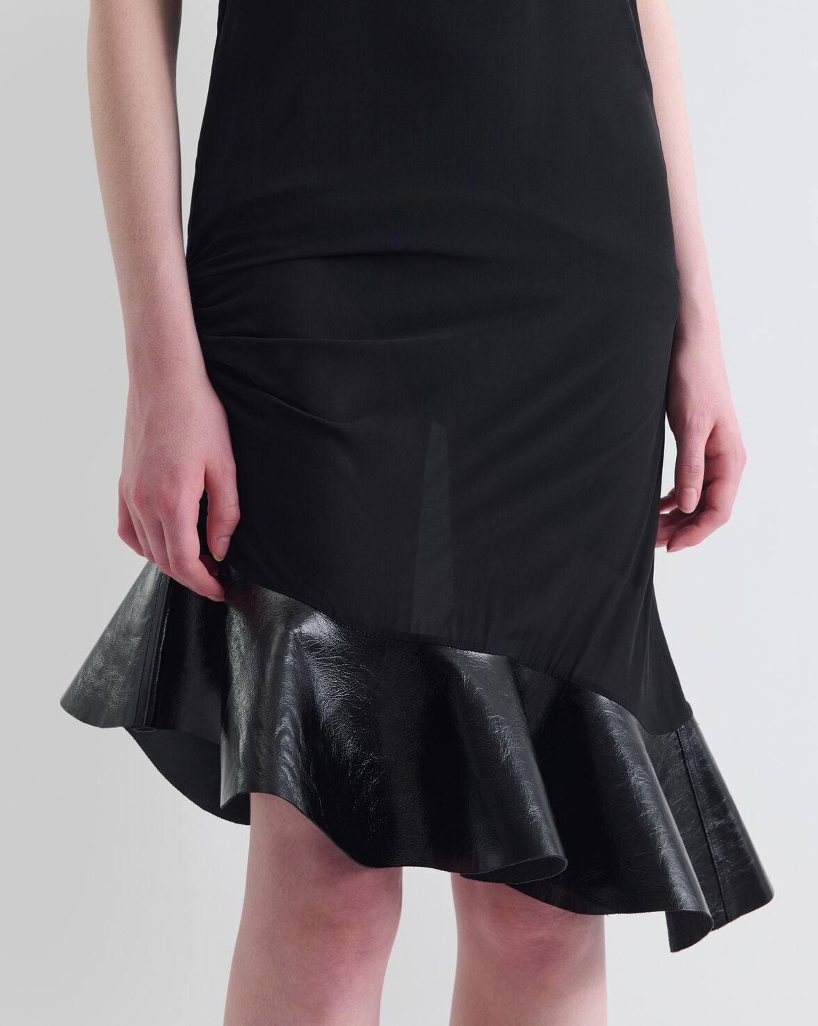 LEATHER RUFFLED FULL DRESS